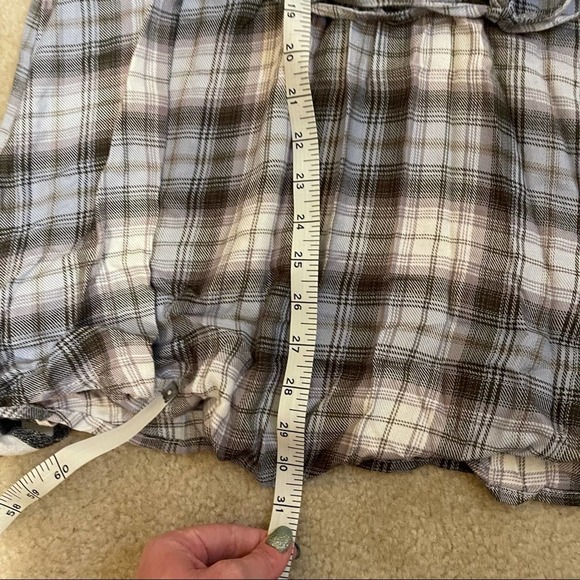 Motherhood Maternity Blue Flannel Plaid Lace-Up Long Sleeve Tunic Top Large - Picture 8 of 10